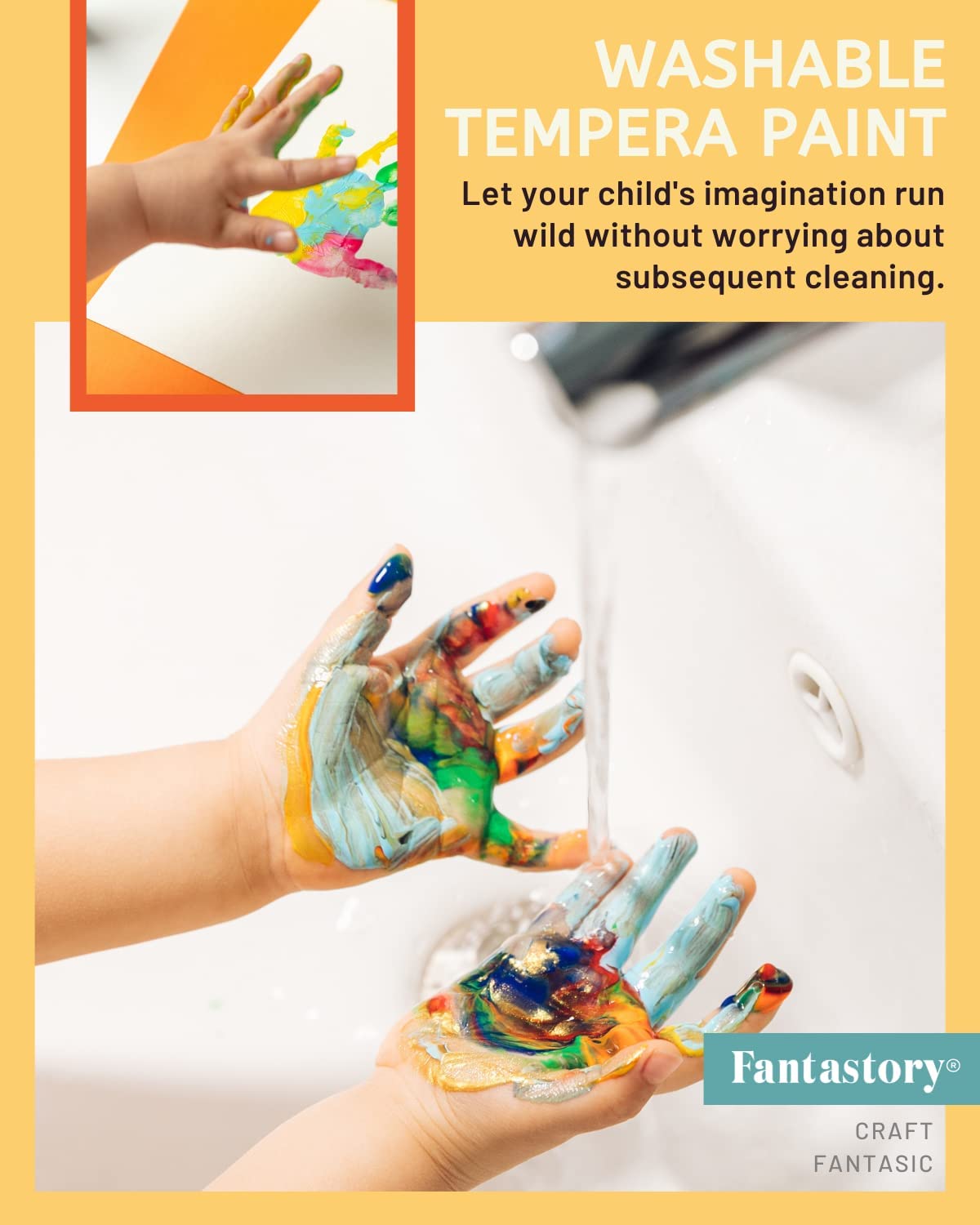 Fantastory 32 Color Kids Washable Tempera Paint Set, Safe & Non